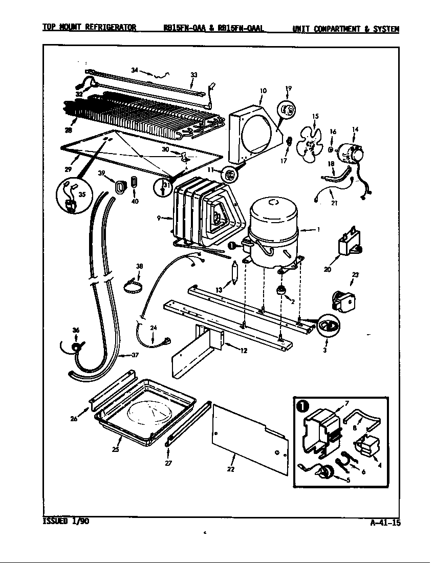 Magic Chef RB15FN-0AA/7C11A unit compartment & system diagram