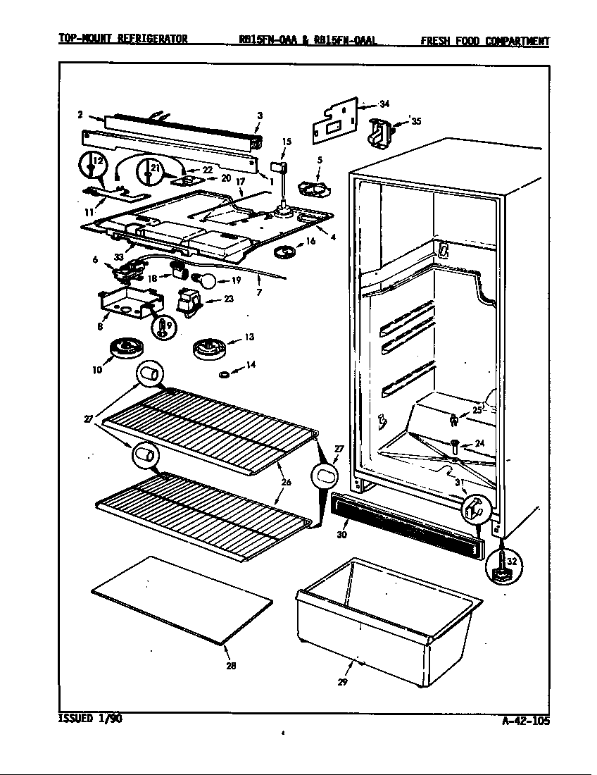 Magic Chef RB15FN-0AA/7C11A fresh food compartment diagram