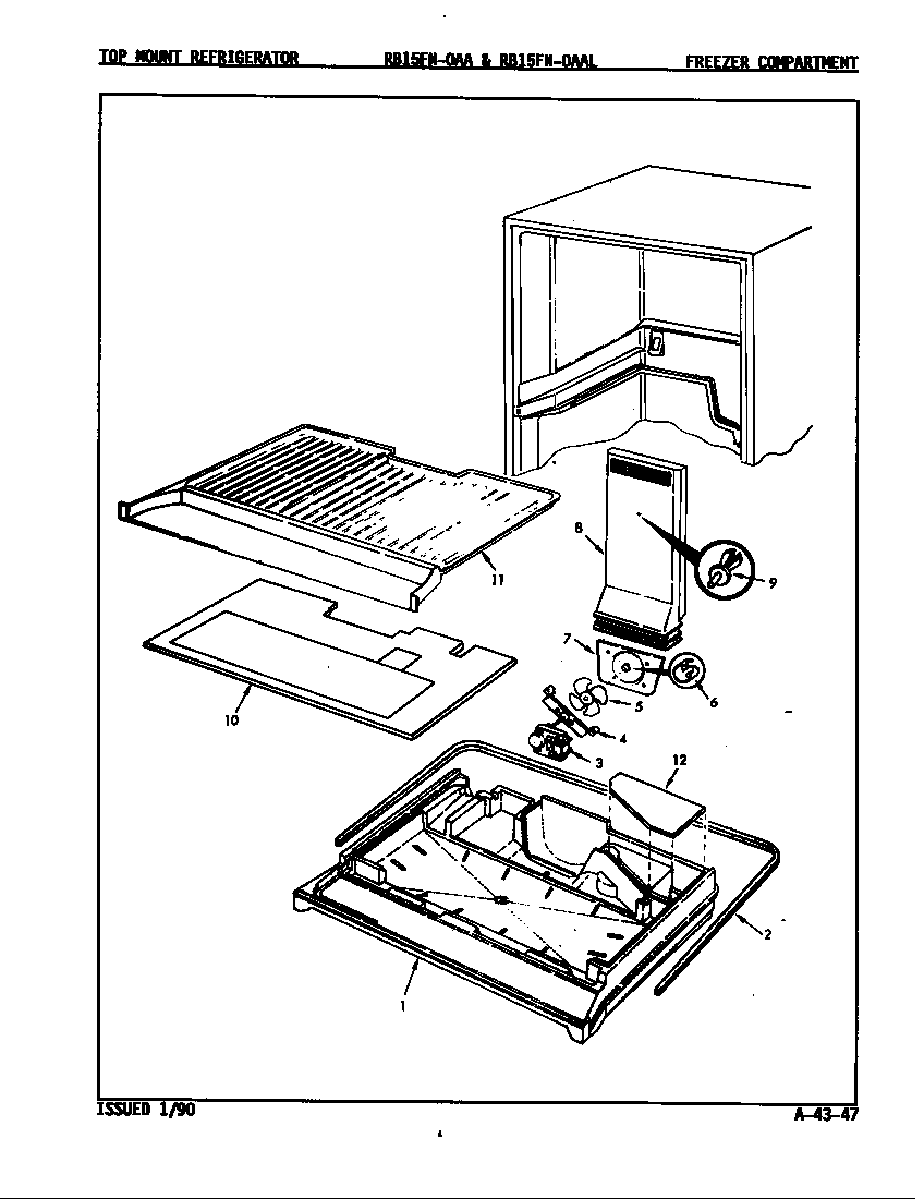 Magic Chef RB15FN-0AA/7C11A freezer compartment diagram