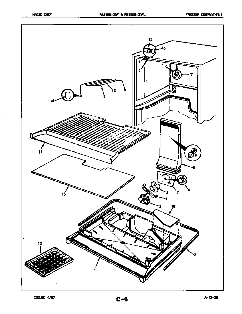 Magic Chef RB15EN-2AFL/5E30B freezer compartment diagram