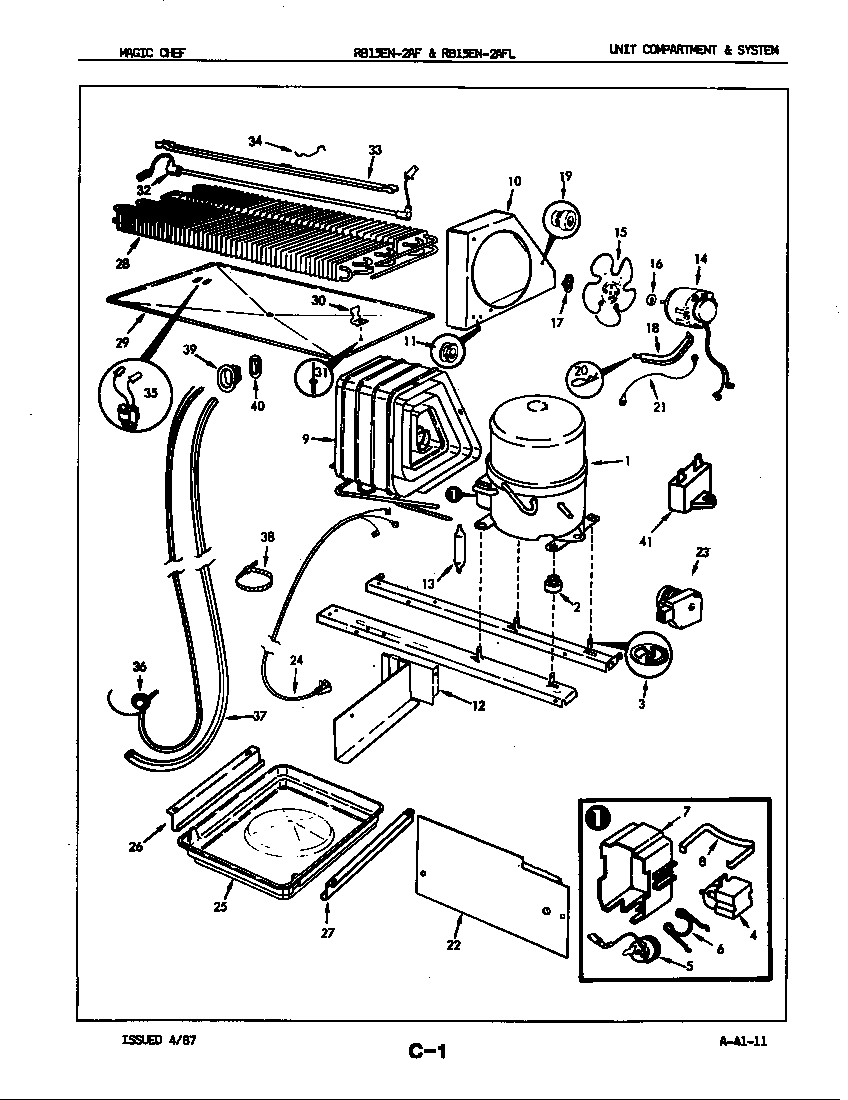 Magic Chef RB15EA-2AFL/7C20B unit compartment & system diagram