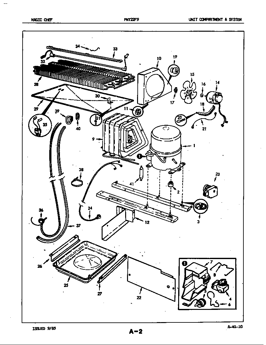 Admiral PNT22F9/5B62A unit compartment & system diagram