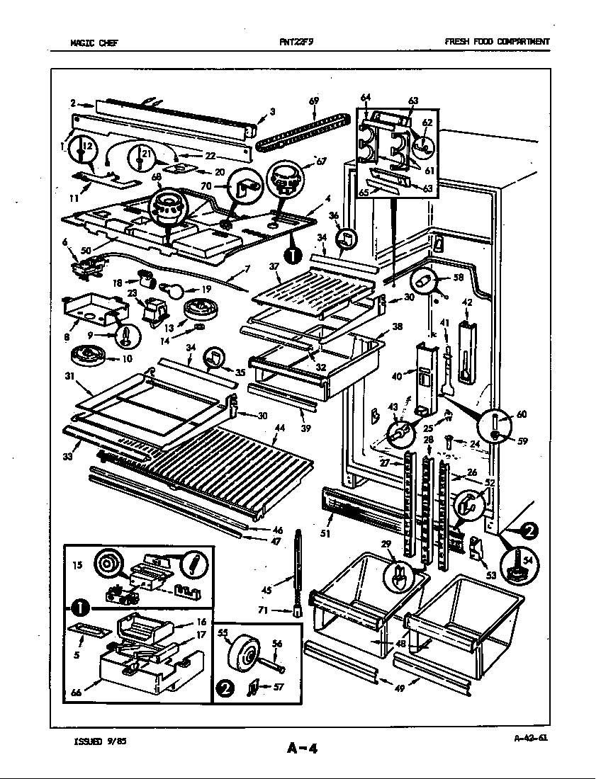 Admiral PNT22F9/5B62A fresh food compartment diagram