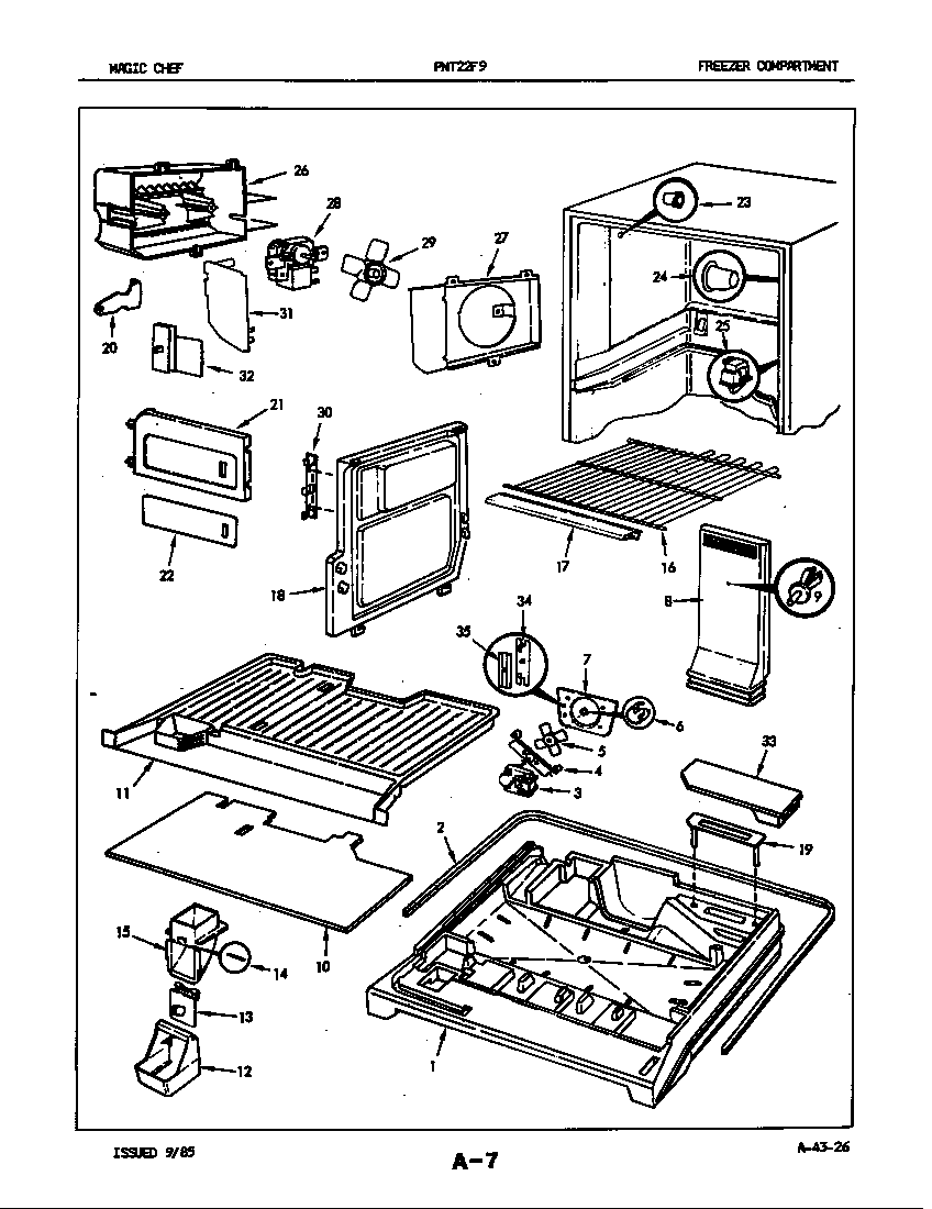 Admiral PNT22F9/5B62A freezer compartment diagram