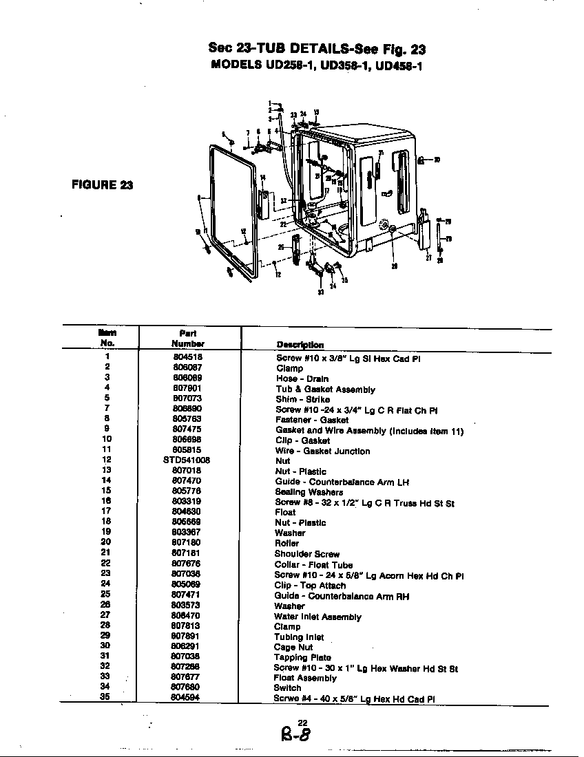 Magic Chef UD358-1 tub (ud358-1) diagram