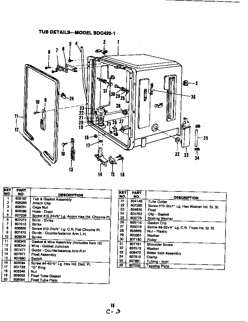 Magic Chef BDC420-1 tub (bdc420-1) (bdc420-1) diagram