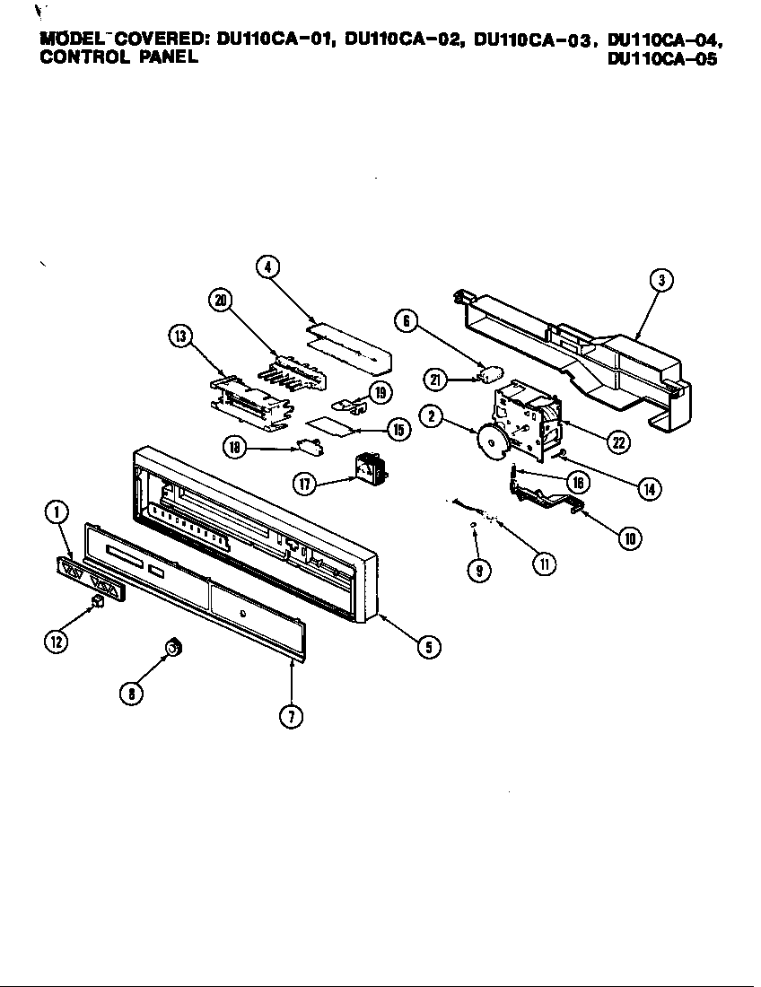 Magic Chef DU110CA-05 control panel diagram