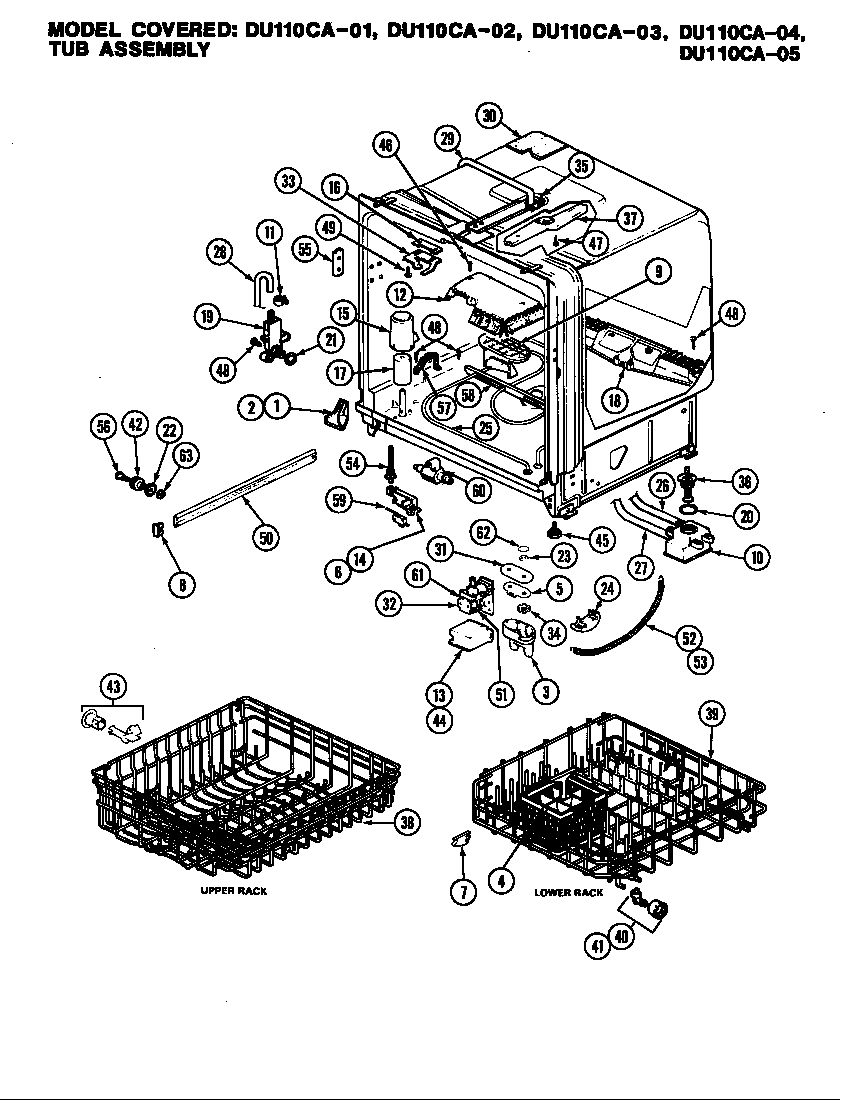 Magic Chef DU110CA-05 tub assembly diagram