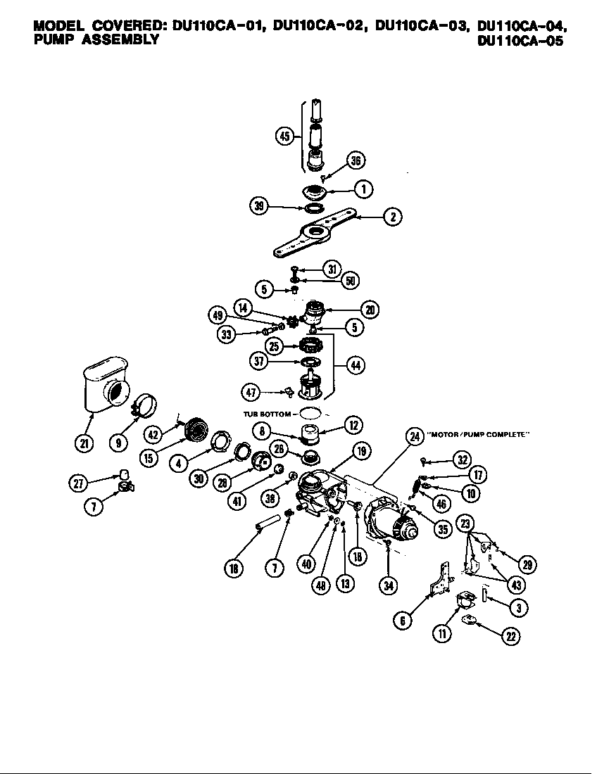 Magic Chef DU110CA-05 pump assembly diagram
