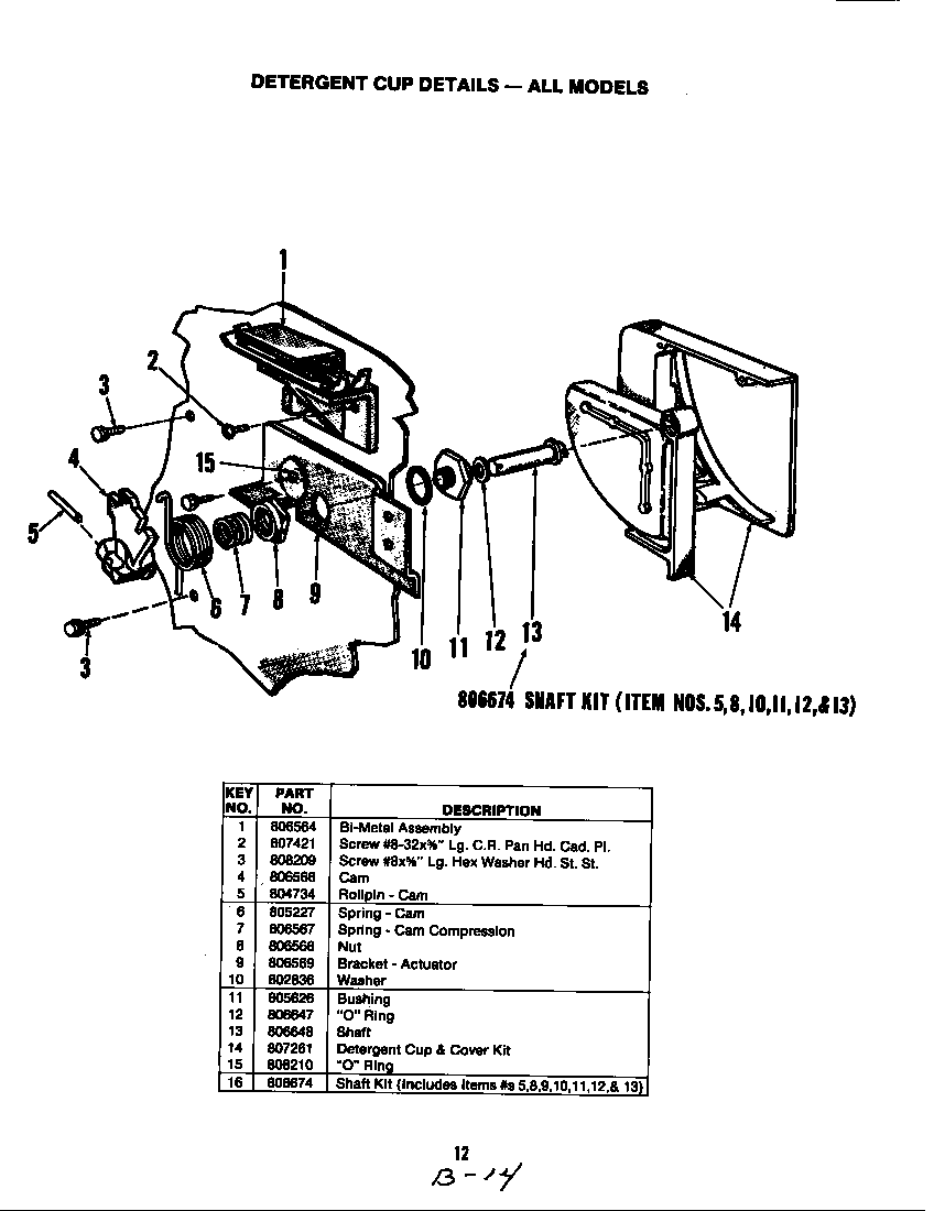 Magic Chef BDD620-1 detergent cup diagram