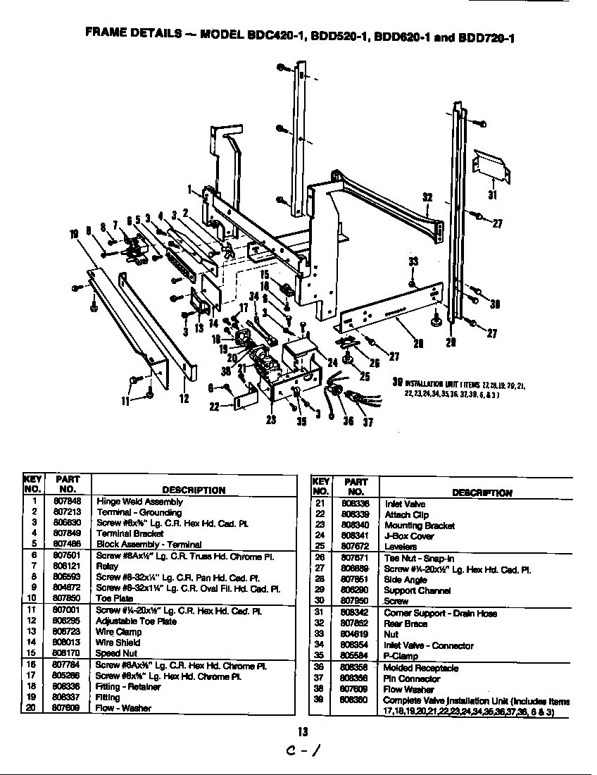 Magic Chef BDD620-1 frame details diagram
