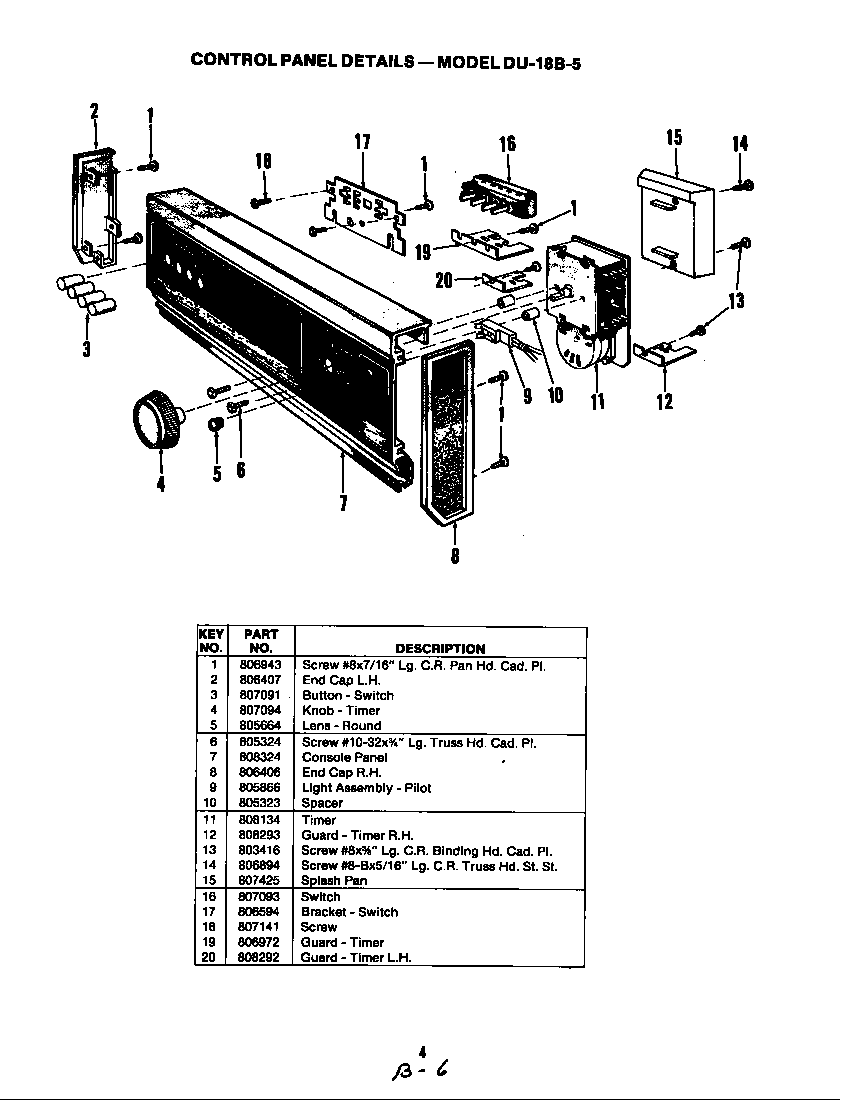 Maytag DU18B5-D control panel diagram