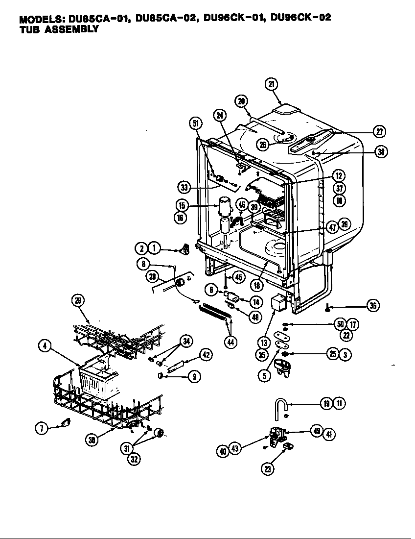 Magic Chef DU85CA-02 tub assembly diagram