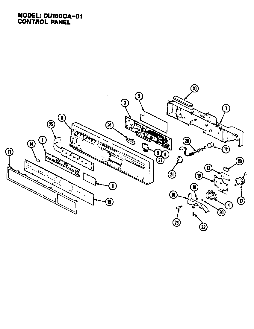 Magic Chef DU100CA-01 control panel diagram