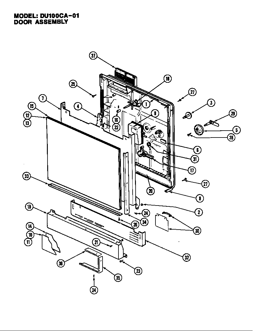 Magic Chef DU100CA-01 door assembly diagram