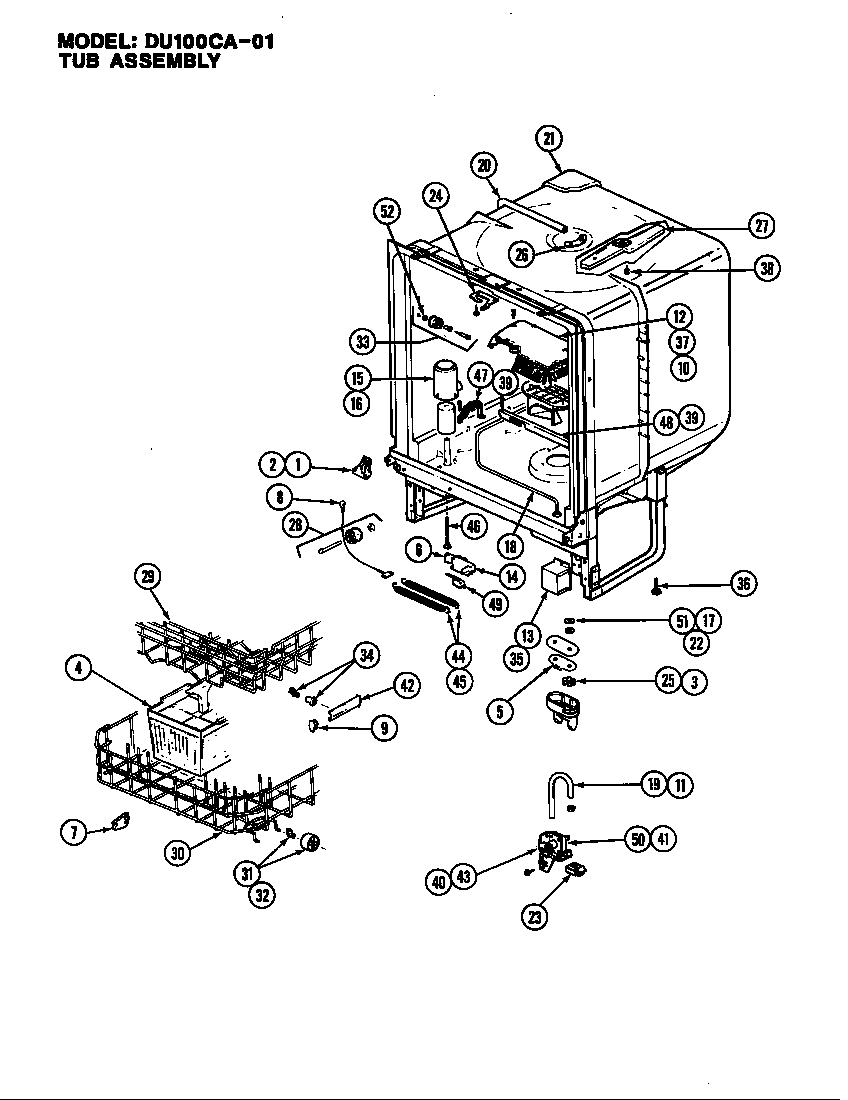 Magic Chef DU100CA-01 tub assembly diagram