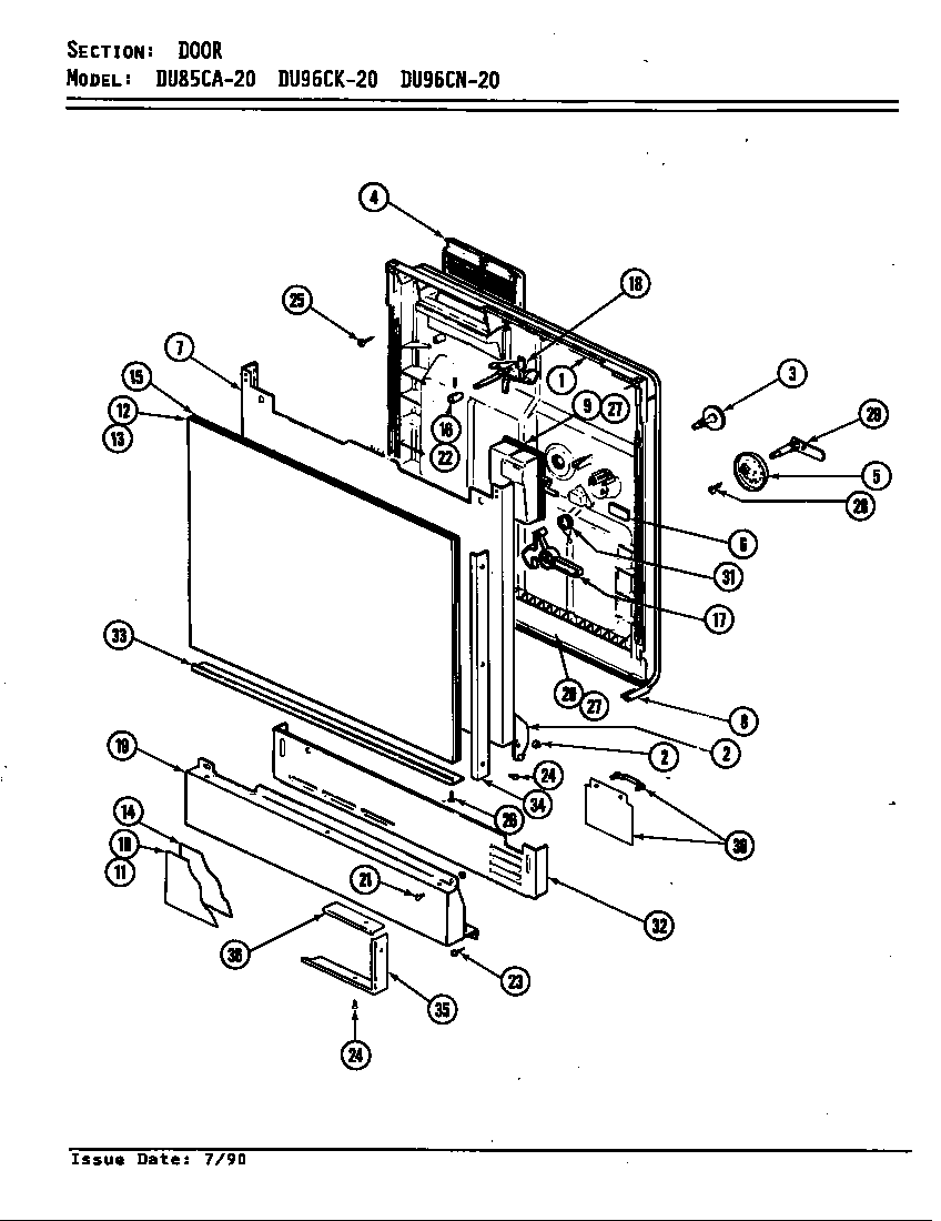Magic Chef DU96CN-20 door diagram