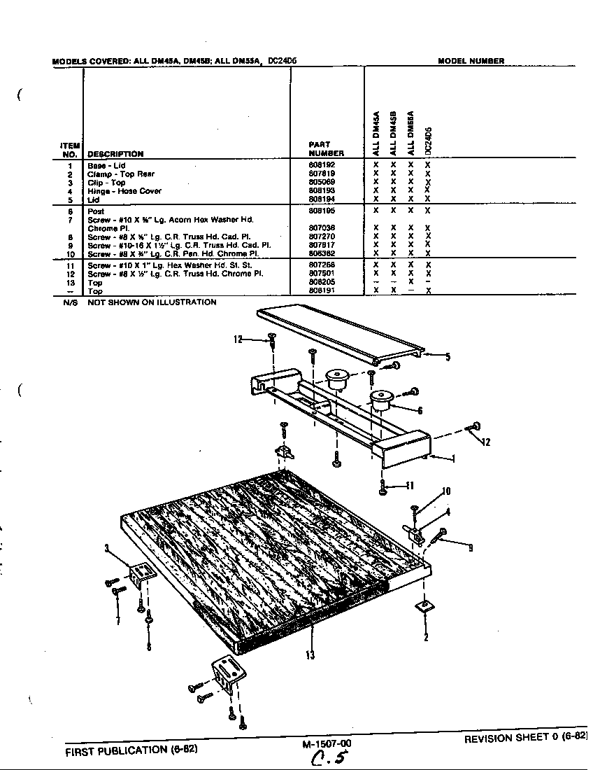 Maytag DC24D6 wood top diagram