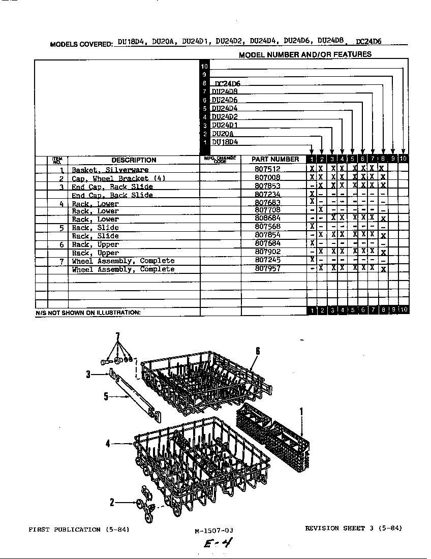 Maytag DC24D6 racks diagram