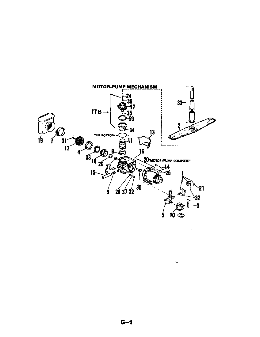 Magic Chef DU95B-01 motor & pump diagram