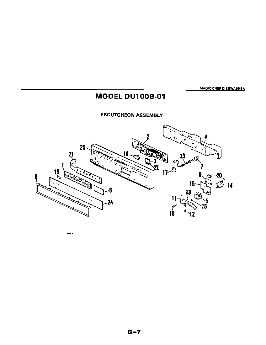Magic Chef DU95B-01 escutcheon assembly (du100b-01) (du100b-01) diagram