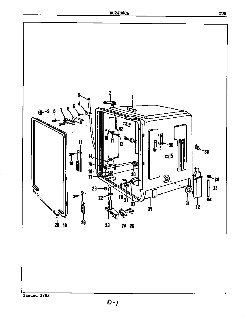 Maytag DU24H6CA tub diagram