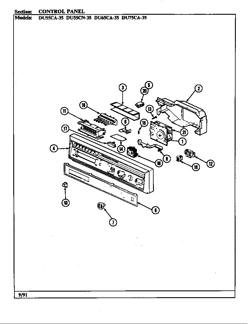 Magic Chef DU55CN-35 control panel diagram