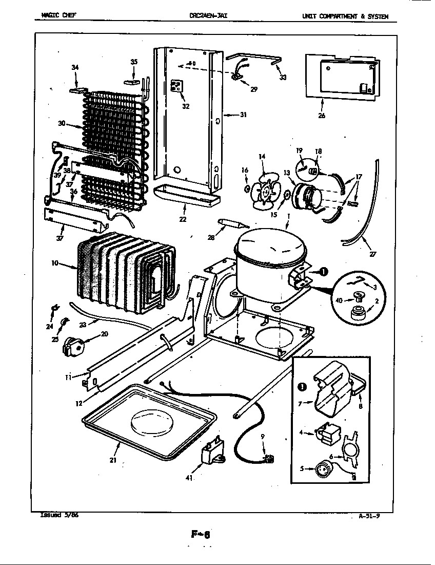Magic Chef CRC24EA-3AI-5M75B unit compartment & system diagram