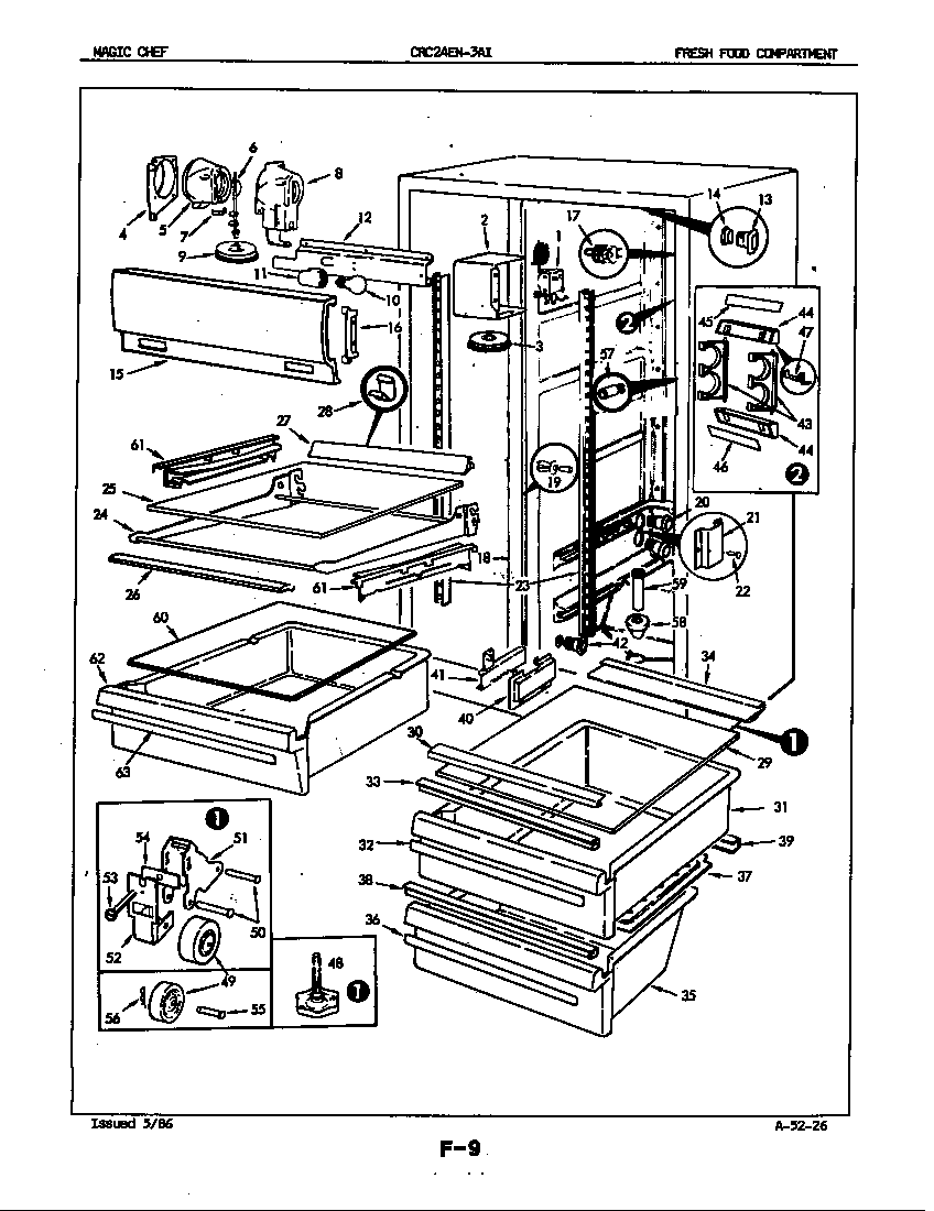 Magic Chef CRC24EA-3AI-5M75B fresh food compartment diagram