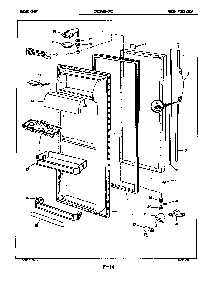 Magic Chef CRC24EA-3AI-5M75B fresh food door diagram