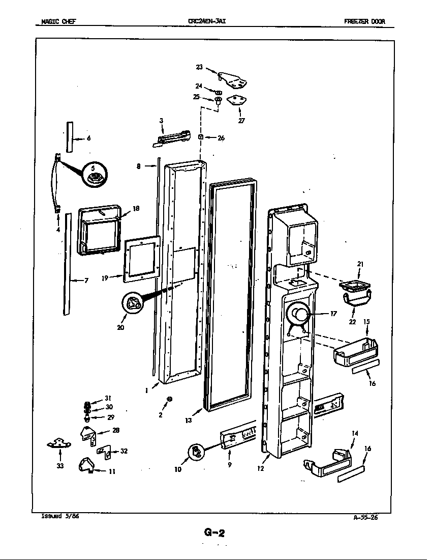 Magic Chef CRC24EA-3AI-5M75B freezer door diagram