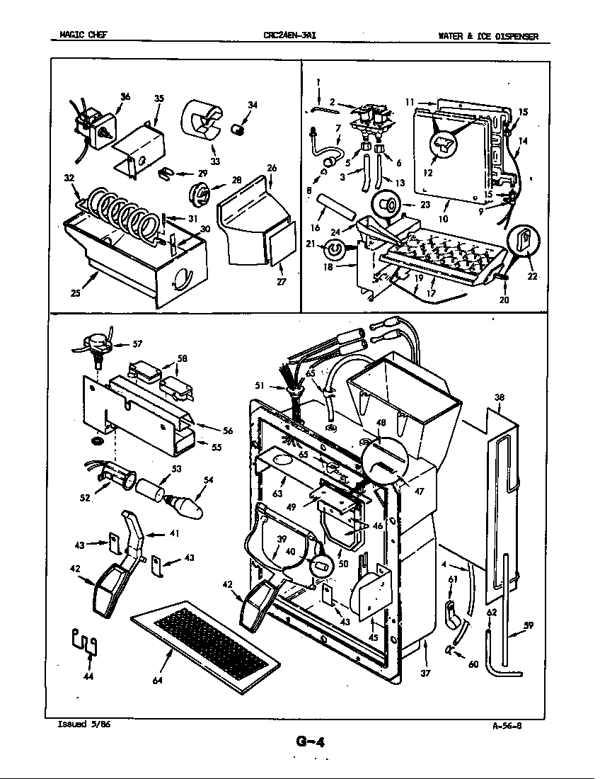 Magic Chef CRC24EA-3AI-5M75B water & ice dispenser diagram