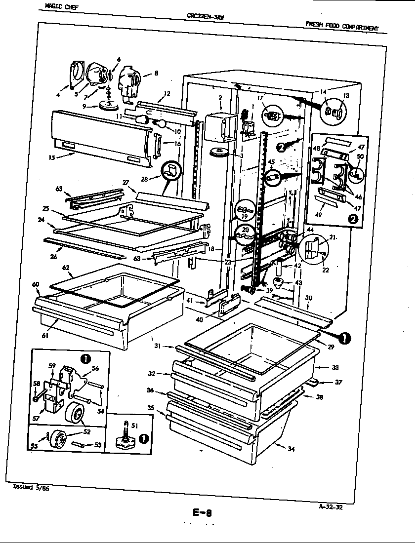 Magic Chef CRC22EN-3AW-5M79B fresh food compartment diagram