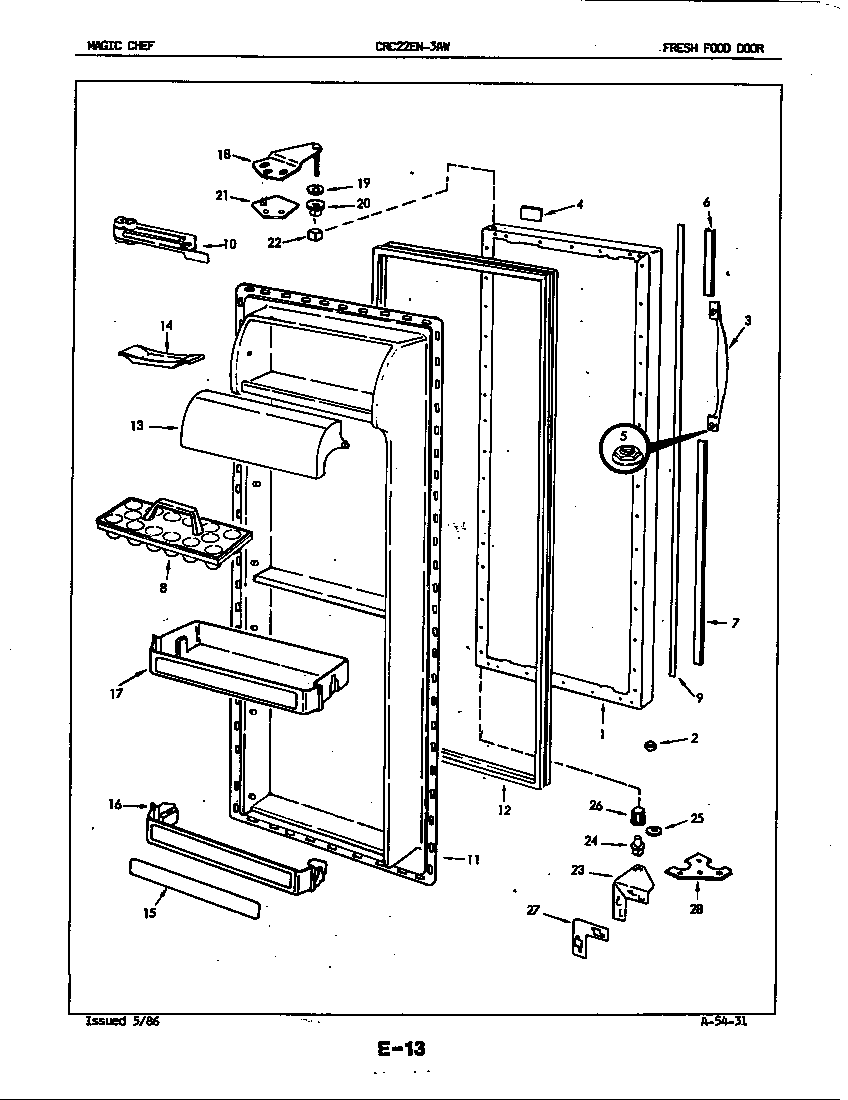 Magic Chef CRC22EN-3AW-5M79B fresh food door diagram