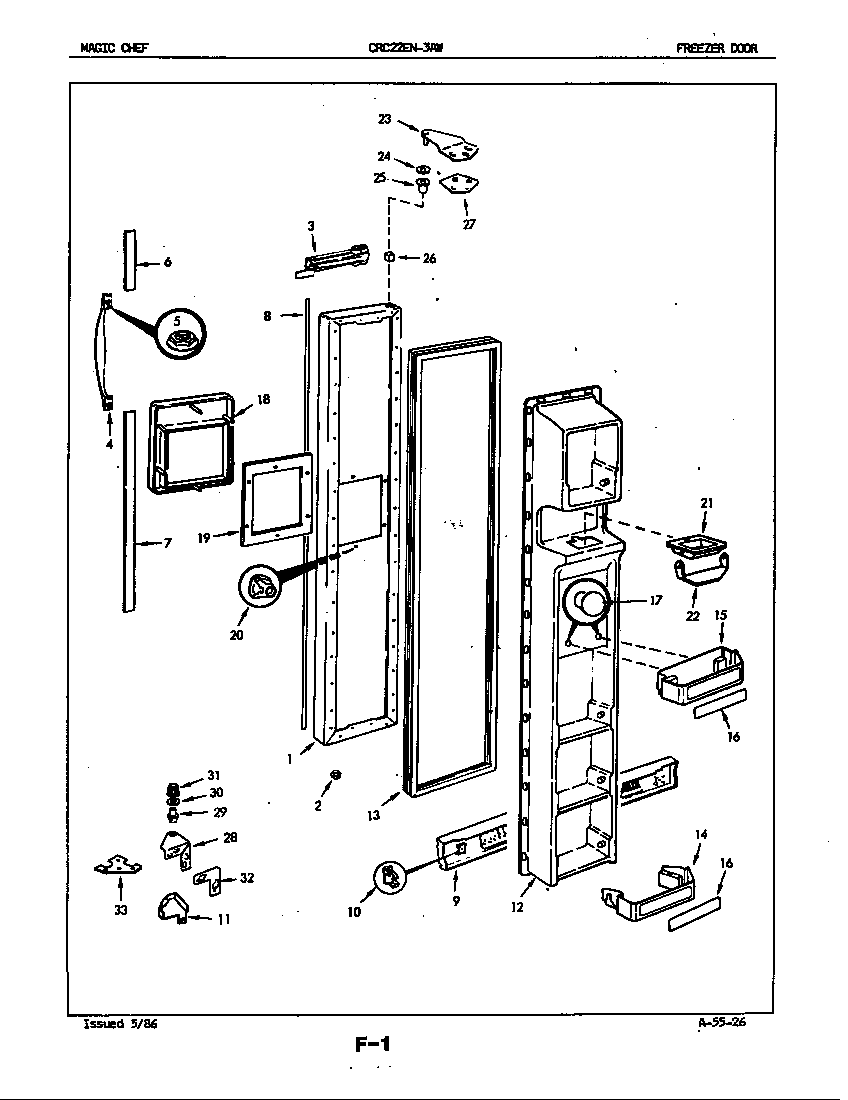 Magic Chef CRC22EN-3AW-5M79B freezer door diagram