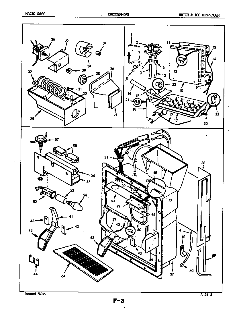 Magic Chef CRC22EN-3AW-5M79B water & ice dispenser diagram