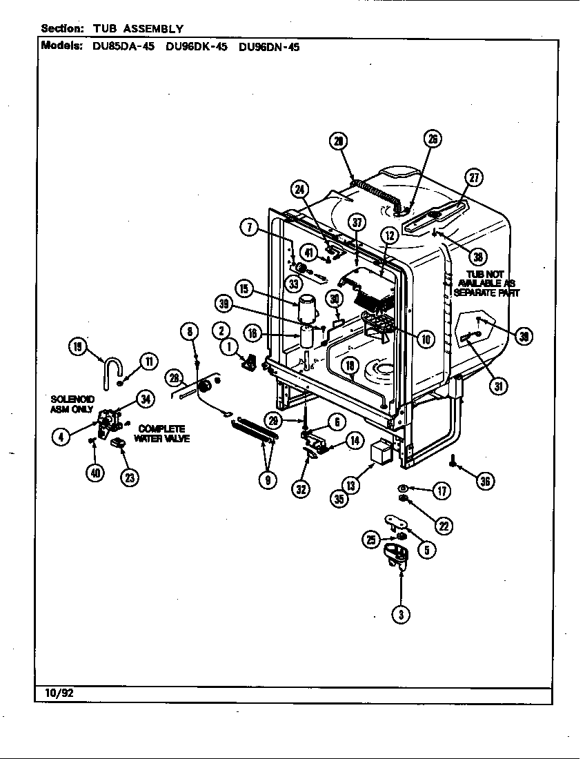 Magic Chef DU96DK-45 tub assembly diagram