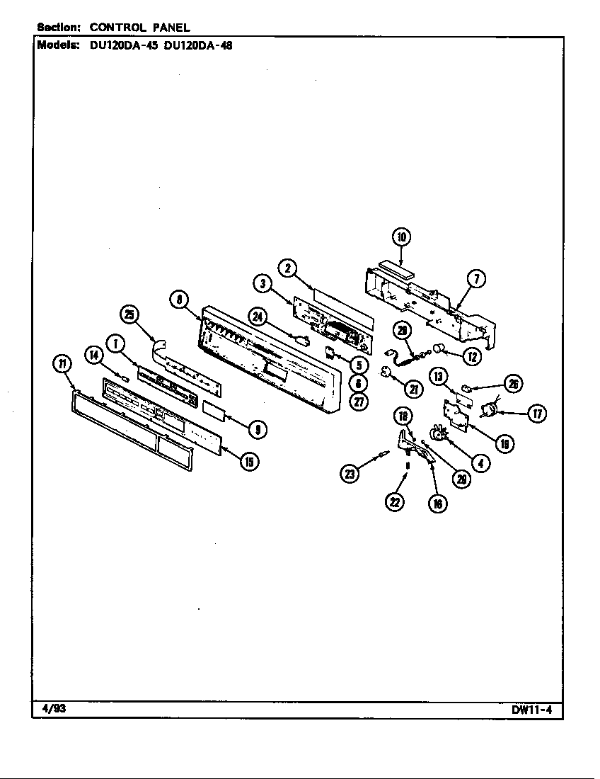Magic Chef DU120DA-48 control panel diagram