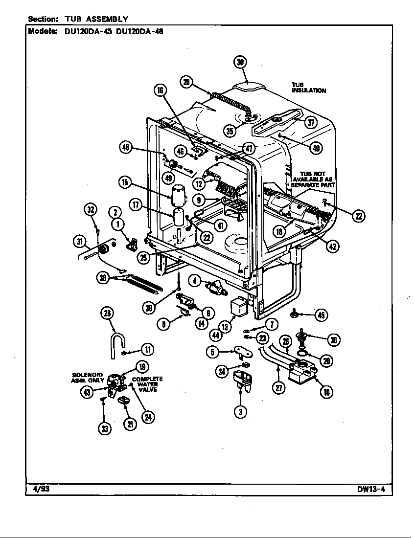 Magic Chef DU120DA-48 tub assembly diagram