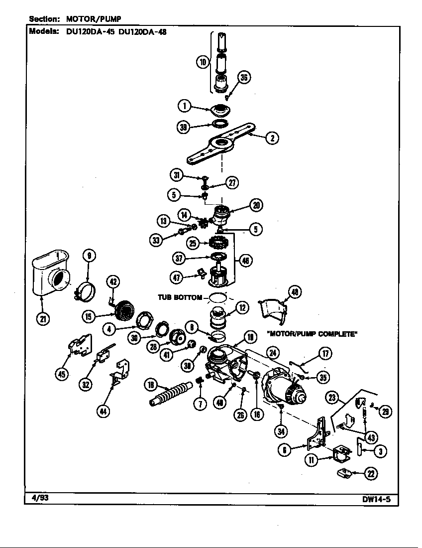 Magic Chef DU120DA-48 pump assembly diagram