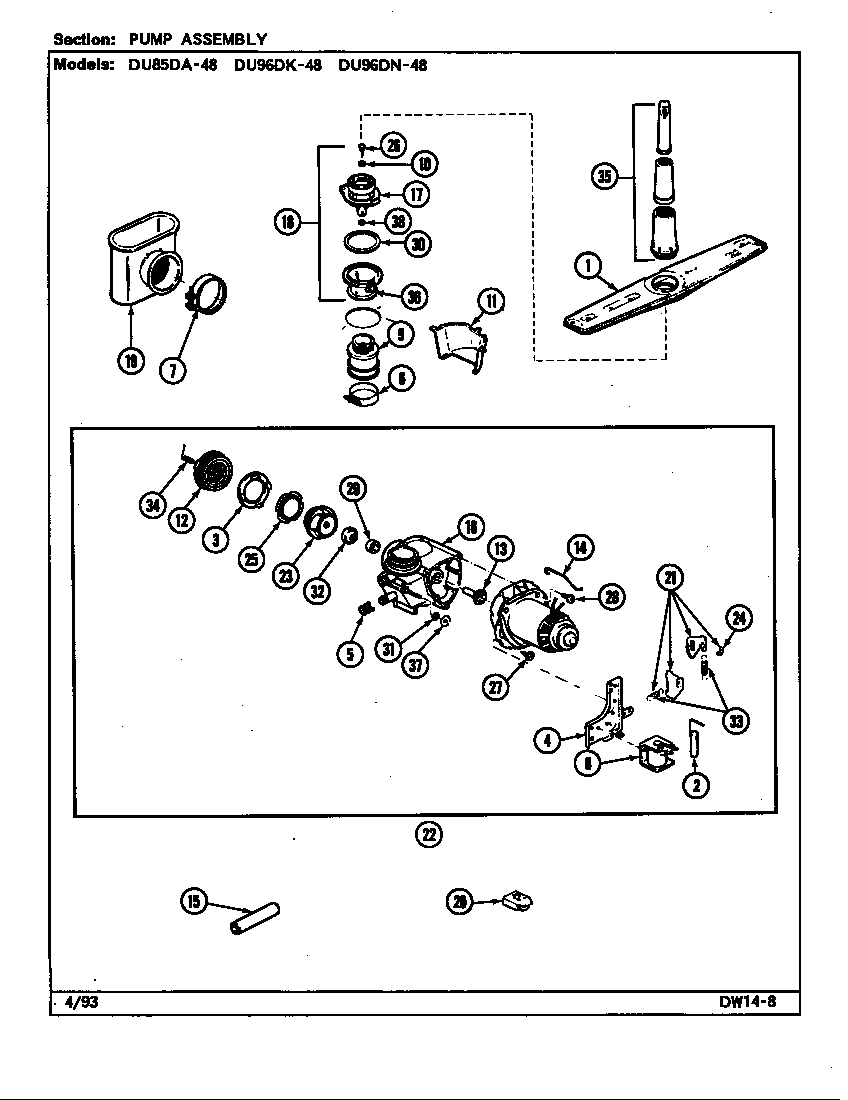 Magic Chef DU96DK-48 pump assembly diagram
