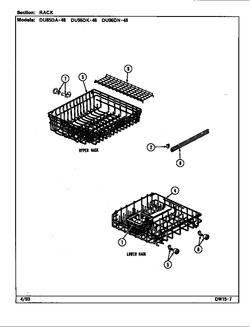 Magic Chef DU96DK-48 rack diagram