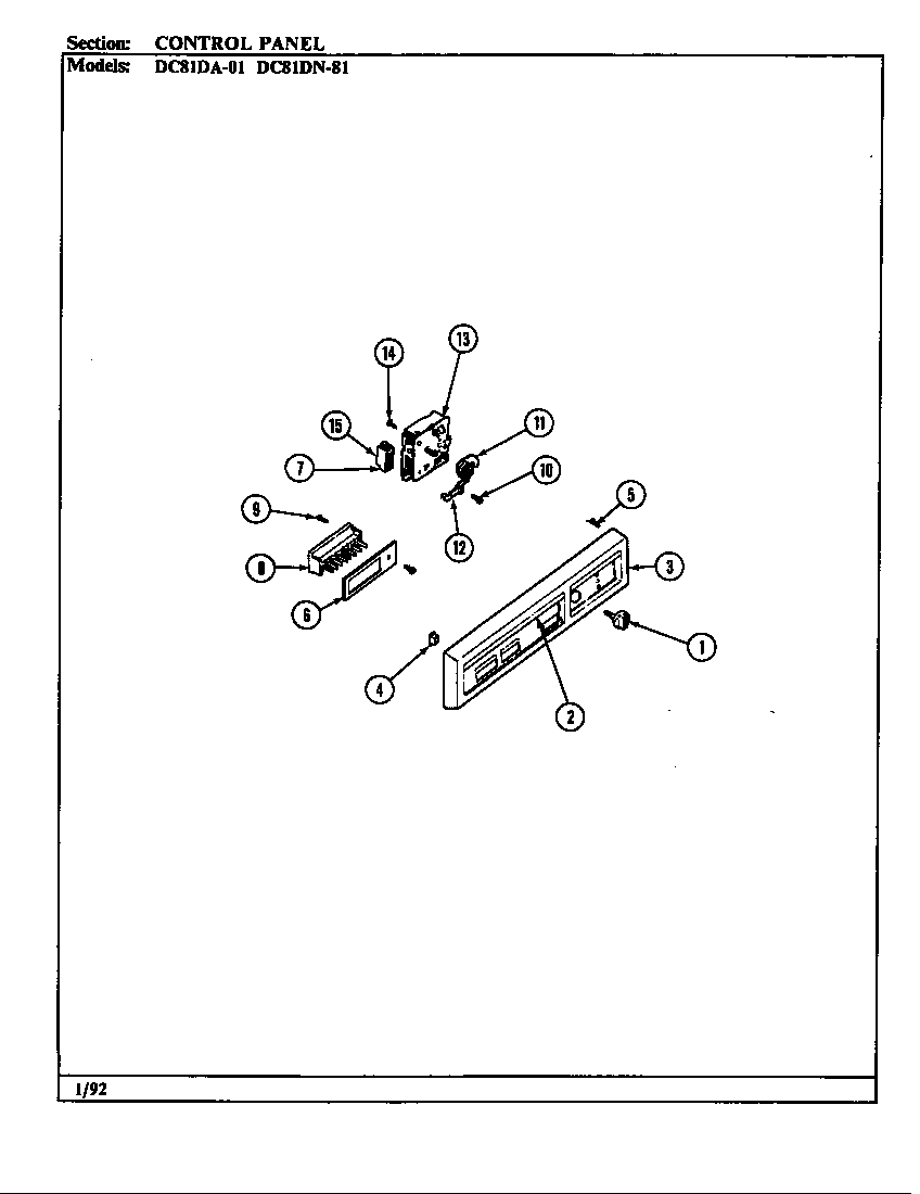 Magic Chef DC81DN-01 control panel diagram