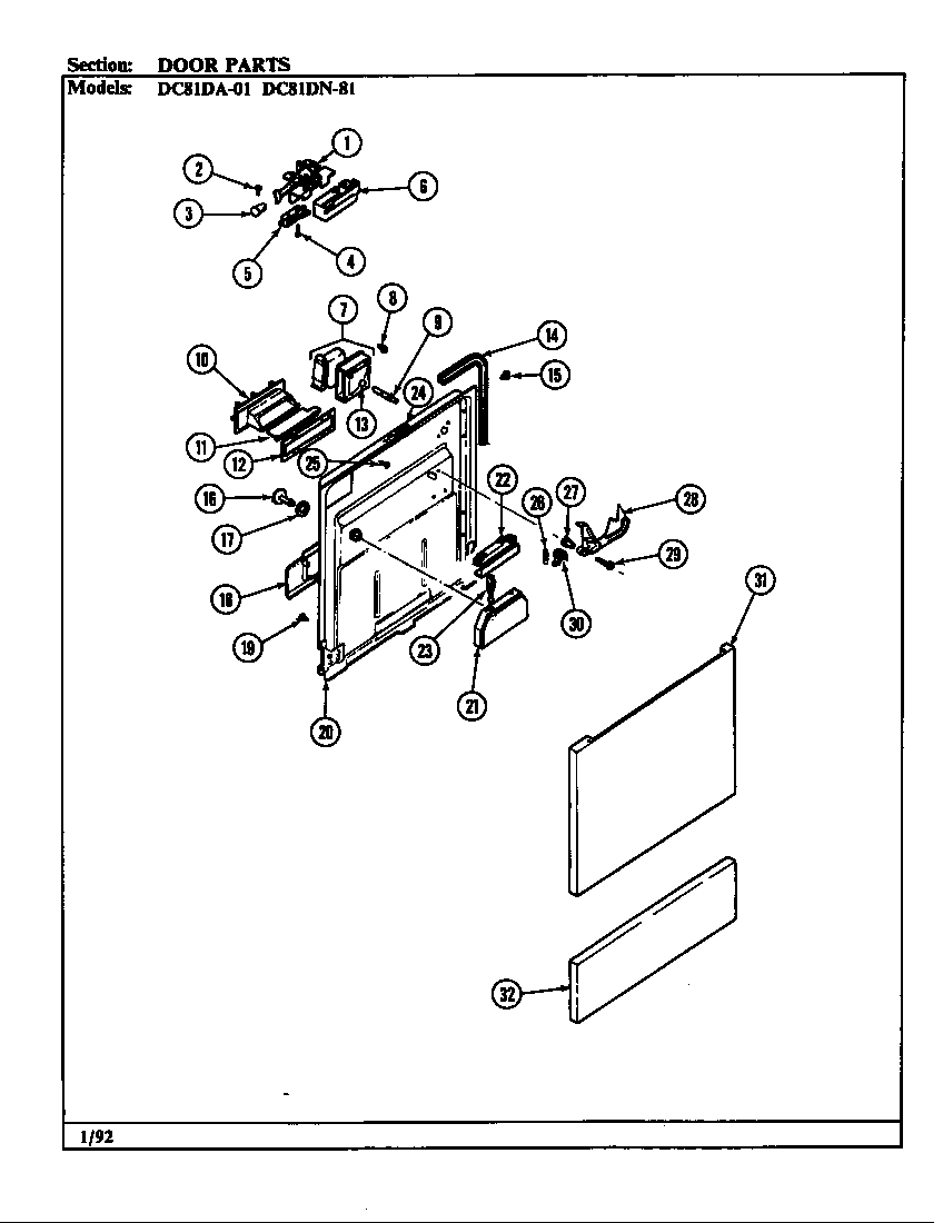 Magic Chef DC81DN-01 door parts diagram