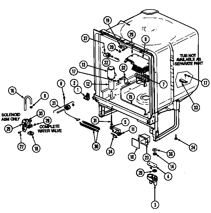 Magic Chef DU55CA-55 tub diagram