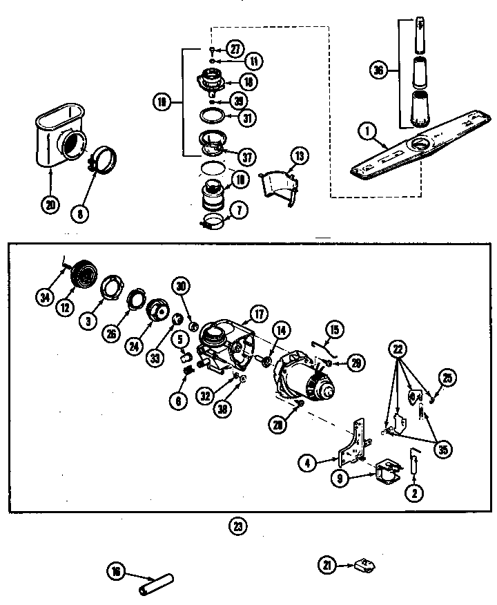 Magic Chef DU55CA-55 pump assembly diagram