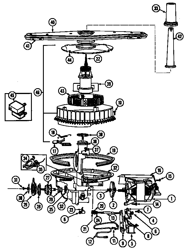 Magic Chef DC5J pump & motor diagram