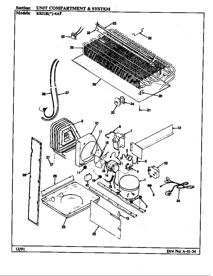 Magic Chef RB21KN4AF/BG76A unit compartment & system (rb21ka4af/bg75a) (rb21kn4af/bg76a) diagram