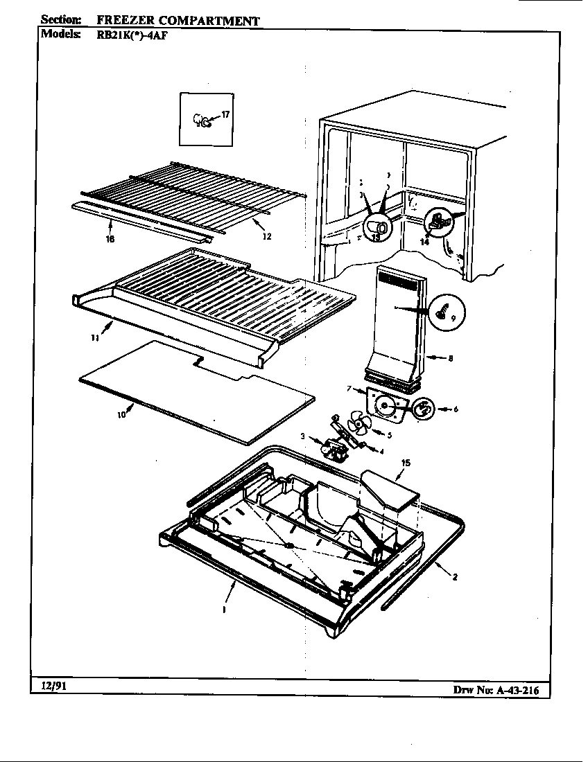 Magic Chef RB21KN4AF/BG76A freezer compartment (rb21ka4af/bg75a) (rb21kn4af/bg76a) diagram
