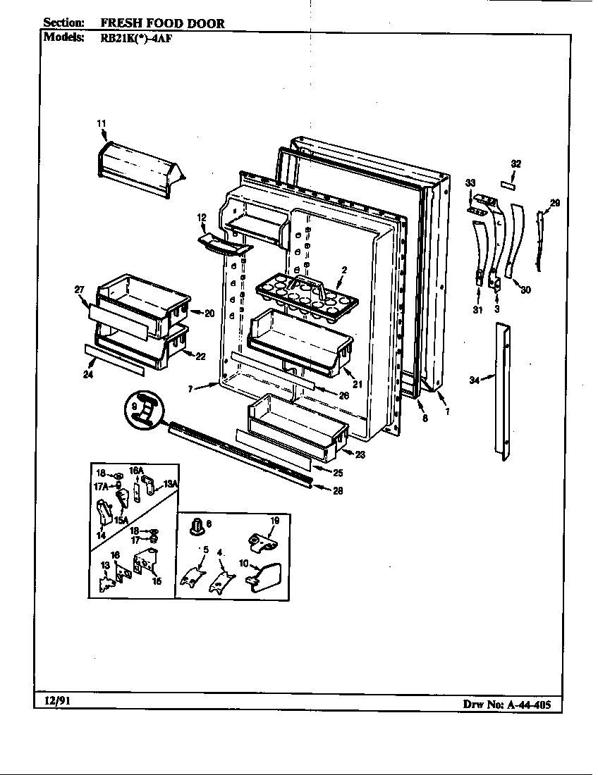 Magic Chef RB21KN4AF/BG76A fresh food door diagram